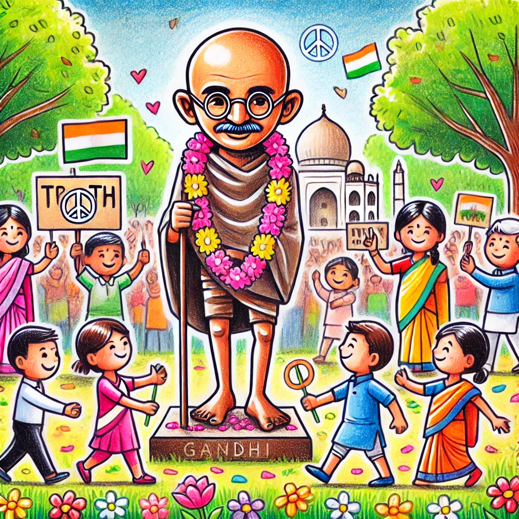 Gandhi Jayanti with kids playing around