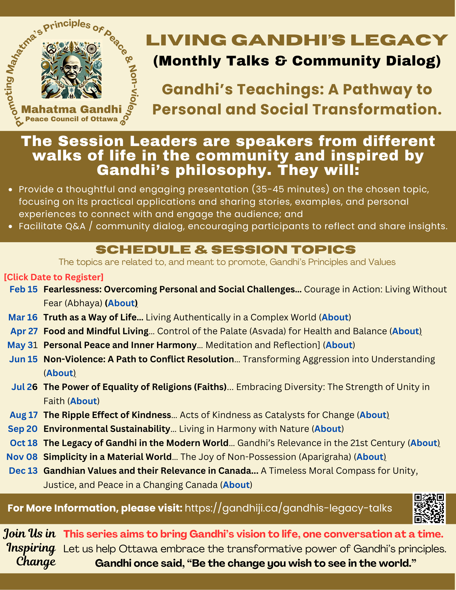 SCHEDULE - Gandhi's Legacy Series (updated on 2025-05-26)