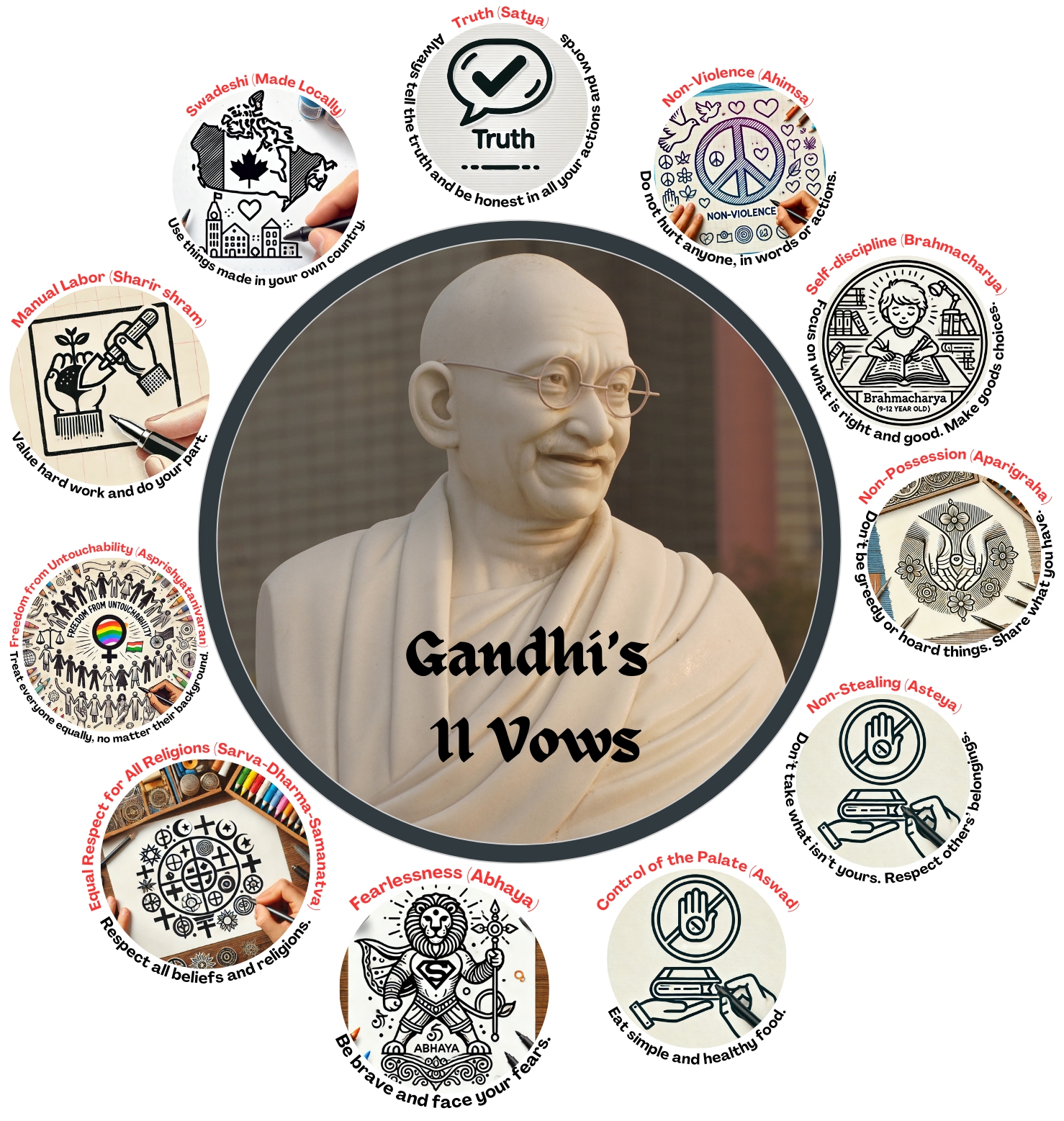 Vows with icons in a circle
